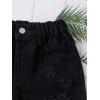 imageFloerns Girls Ripped Raw Trim Shorts High Waist Straight Leg Denim ShortsBlack
