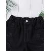 imageFloerns Girls Ripped Raw Trim Shorts High Waist Straight Leg Denim ShortsBlack
