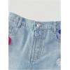 imageFloerns Girls Ripped Raw Trim Shorts High Waist Straight Leg Denim ShortsBlue Floral