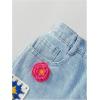 imageFloerns Girls Ripped Raw Trim Shorts High Waist Straight Leg Denim ShortsBlue Floral