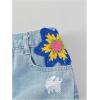 imageFloerns Girls Ripped Raw Trim Shorts High Waist Straight Leg Denim ShortsBlue Floral