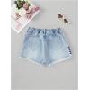 imageFloerns Girls Ripped Raw Trim Shorts High Waist Straight Leg Denim ShortsBlue Floral