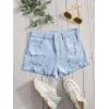 imageFloerns Girls Ripped Raw Trim Shorts High Waist Straight Leg Denim ShortsLight Blue