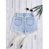 imageFloerns Girls Ripped Raw Trim Shorts High Waist Straight Leg Denim ShortsLight Blue Solid