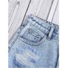 imageFloerns Girls Ripped Raw Trim Shorts High Waist Straight Leg Denim ShortsLight Blue Solid