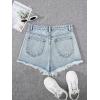 imageFloerns Girls Ripped Raw Trim Shorts High Waist Straight Leg Denim ShortsPale Blue
