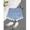imageFloerns Girls Ripped Raw Trim Shorts High Waist Straight Leg Denim ShortsPastel Blue