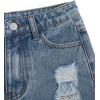 imageFloerns Girls Ripped Raw Trim Shorts High Waist Straight Leg Denim ShortsSky Blue