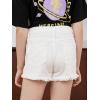 imageFloerns Girls Ripped Raw Trim Shorts High Waist Straight Leg Denim ShortsWhite