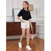 imageFloerns Girls Ripped Raw Trim Shorts High Waist Straight Leg Denim ShortsWhite