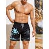 imageFloerns Mens Boho Swim Trunks Graphic Print Drawstring Waist Shorts Bathing SuitBlack Blue Tree