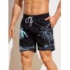 imageFloerns Mens Boho Swim Trunks Graphic Print Drawstring Waist Shorts Bathing SuitBlack Blue Tree