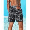 imageFloerns Mens Boho Swim Trunks Graphic Print Drawstring Waist Shorts Bathing SuitBlack Ink Paisley