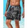 imageFloerns Mens Boho Swim Trunks Graphic Print Drawstring Waist Shorts Bathing SuitBlack Ink Paisley