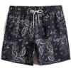 imageFloerns Mens Boho Swim Trunks Graphic Print Drawstring Waist Shorts Bathing SuitBlack Ink Paisley