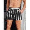 imageFloerns Mens Boho Swim Trunks Graphic Print Drawstring Waist Shorts Bathing SuitBlack Ink Striped