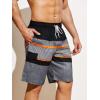 imageFloerns Mens Boho Swim Trunks Graphic Print Drawstring Waist Shorts Bathing SuitBlack Orange Striped