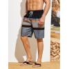 imageFloerns Mens Boho Swim Trunks Graphic Print Drawstring Waist Shorts Bathing SuitBlack Orange Striped