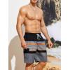 imageFloerns Mens Boho Swim Trunks Graphic Print Drawstring Waist Shorts Bathing SuitBlack Orange Striped
