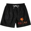 imageFloerns Mens Boho Swim Trunks Graphic Print Drawstring Waist Shorts Bathing SuitBlack Orange Tree