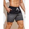 imageFloerns Mens Boho Swim Trunks Graphic Print Drawstring Waist Shorts Bathing SuitBlack Striped R