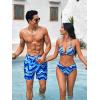 imageFloerns Mens Boho Swim Trunks Graphic Print Drawstring Waist Shorts Bathing SuitBlue Striped