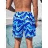 imageFloerns Mens Boho Swim Trunks Graphic Print Drawstring Waist Shorts Bathing SuitBlue Striped