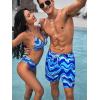 imageFloerns Mens Boho Swim Trunks Graphic Print Drawstring Waist Shorts Bathing SuitBlue Striped