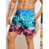imageFloerns Mens Boho Swim Trunks Graphic Print Drawstring Waist Shorts Bathing SuitBlue Tree