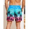 imageFloerns Mens Boho Swim Trunks Graphic Print Drawstring Waist Shorts Bathing SuitBlue Tree