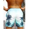 imageFloerns Mens Boho Swim Trunks Graphic Print Drawstring Waist Shorts Bathing SuitBlue White Tree