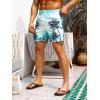 imageFloerns Mens Boho Swim Trunks Graphic Print Drawstring Waist Shorts Bathing SuitBlue White Tree