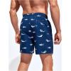 imageFloerns Mens Boho Swim Trunks Graphic Print Drawstring Waist Shorts Bathing SuitDeep Blue Shark