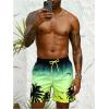 imageFloerns Mens Boho Swim Trunks Graphic Print Drawstring Waist Shorts Bathing SuitGreen Tree