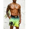 imageFloerns Mens Boho Swim Trunks Graphic Print Drawstring Waist Shorts Bathing SuitGreen Tree