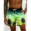 imageFloerns Mens Boho Swim Trunks Graphic Print Drawstring Waist Shorts Bathing SuitGreen Tree