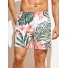 imageFloerns Mens Boho Swim Trunks Graphic Print Drawstring Waist Shorts Bathing SuitWhite Pink Tropical