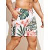 imageFloerns Mens Boho Swim Trunks Graphic Print Drawstring Waist Shorts Bathing SuitWhite Pink Tropical