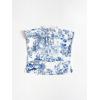 imageFloerns Womens Casual Strapless Bandeau Graphic Print Bow Front Corp Tube TopBlue and White