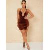 imageFloerns Womens Chain Cut Out Sleeveless Velvet Bodycon Party Mini DressChocolate Brown