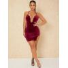 imageFloerns Womens Chain Cut Out Sleeveless Velvet Bodycon Party Mini DressWine Red