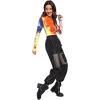 imageFloerns Womens High Waisted Sporty Drawstring Contrast Mesh Cargo PantsBlack