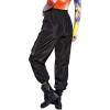 imageFloerns Womens High Waisted Sporty Drawstring Contrast Mesh Cargo PantsBlack