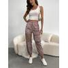 imageFloerns Womens High Waisted Sporty Drawstring Contrast Mesh Cargo PantsDusty Pink
