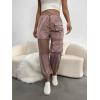 imageFloerns Womens High Waisted Sporty Drawstring Contrast Mesh Cargo PantsDusty Pink
