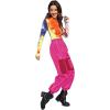 imageFloerns Womens High Waisted Sporty Drawstring Contrast Mesh Cargo PantsHot Pink