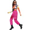 imageFloerns Womens High Waisted Sporty Drawstring Contrast Mesh Cargo PantsHot Pink