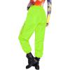 imageFloerns Womens High Waisted Sporty Drawstring Contrast Mesh Cargo PantsLime Green