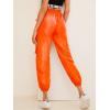 imageFloerns Womens High Waisted Sporty Drawstring Contrast Mesh Cargo PantsOrange