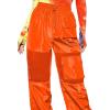 imageFloerns Womens High Waisted Sporty Drawstring Contrast Mesh Cargo PantsOrange